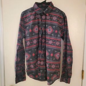 Zoo York Aztec Western Long Sleeve Button Down Shirt Size Medium - Mens